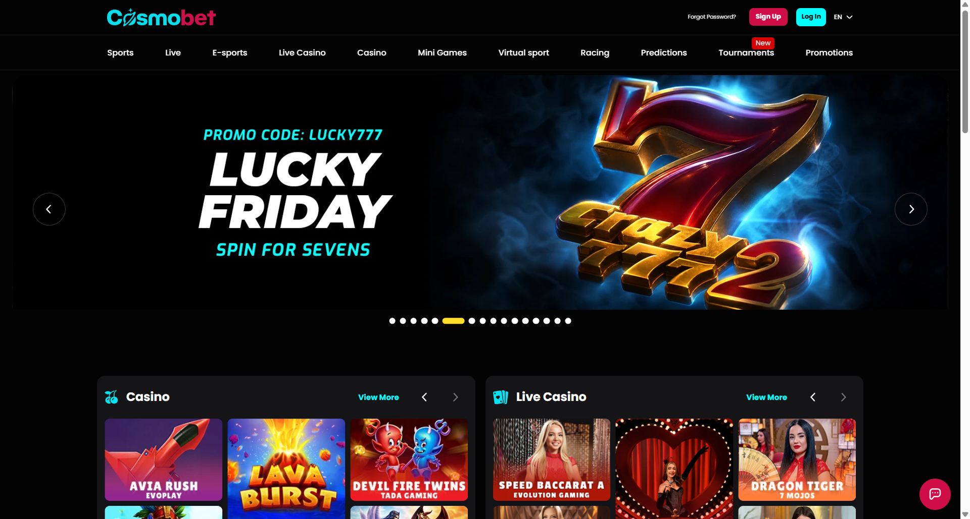 Cosmobet website screenshot supplied for the MyStake guide
