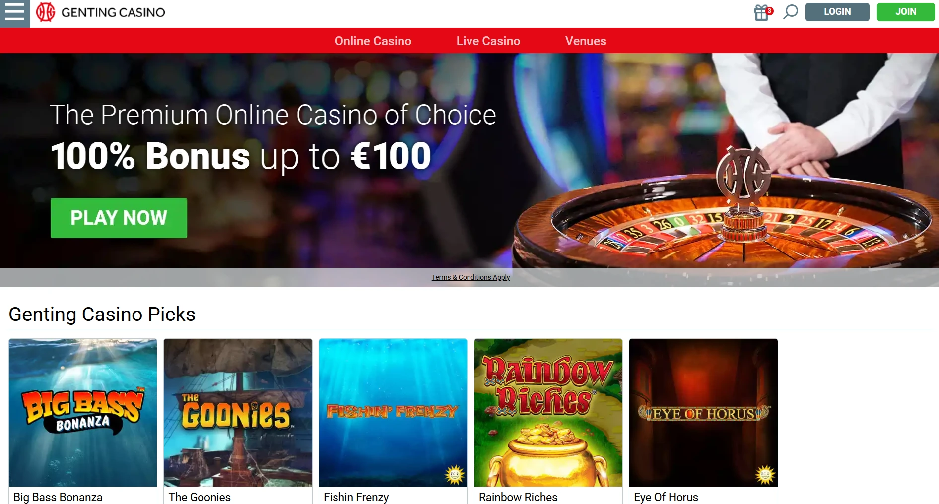 Genting Casino homepage