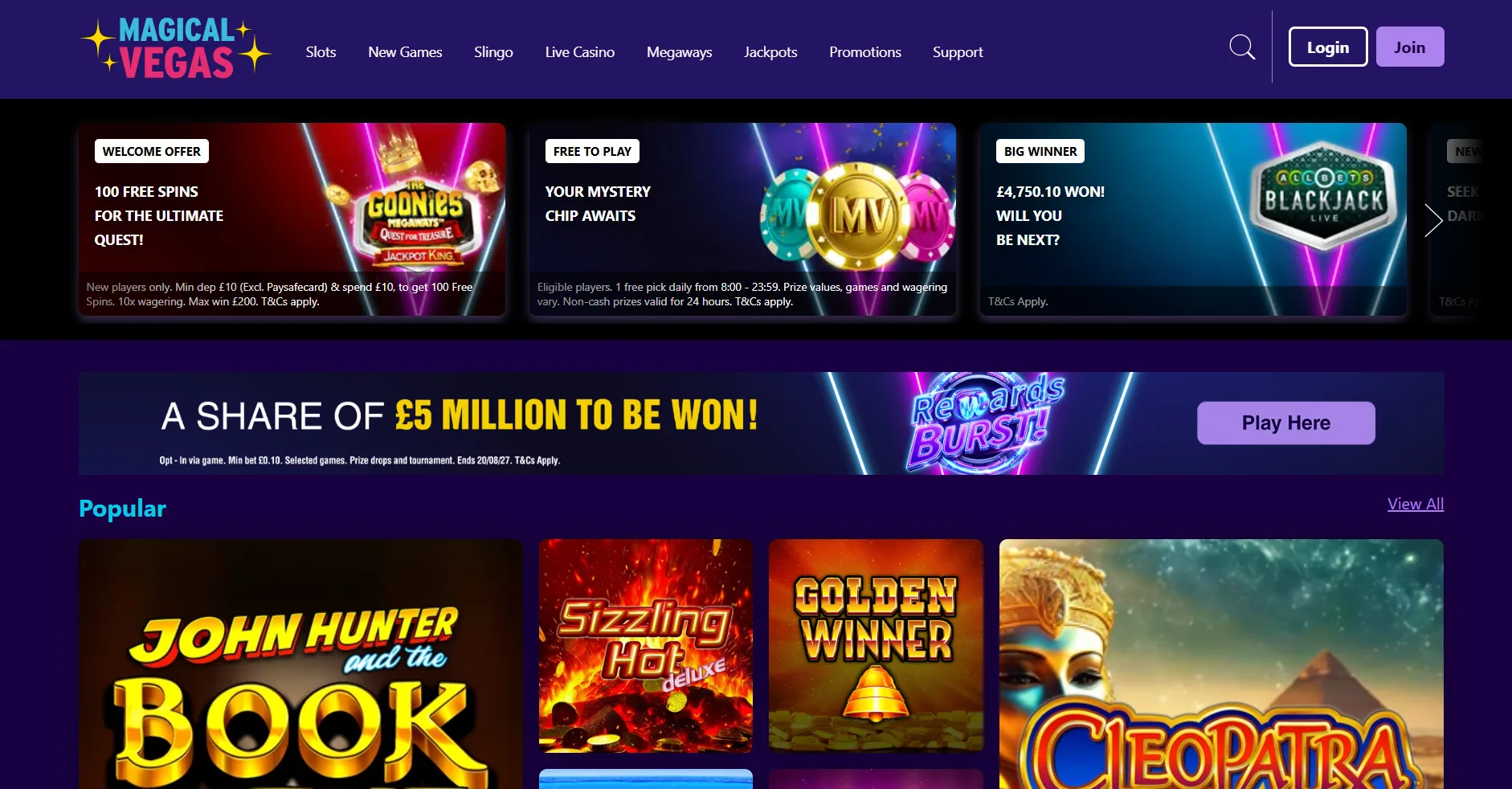 Magical Vegas homepage screenshot supplied in the Rank Interactive (Gibraltar) Limited article