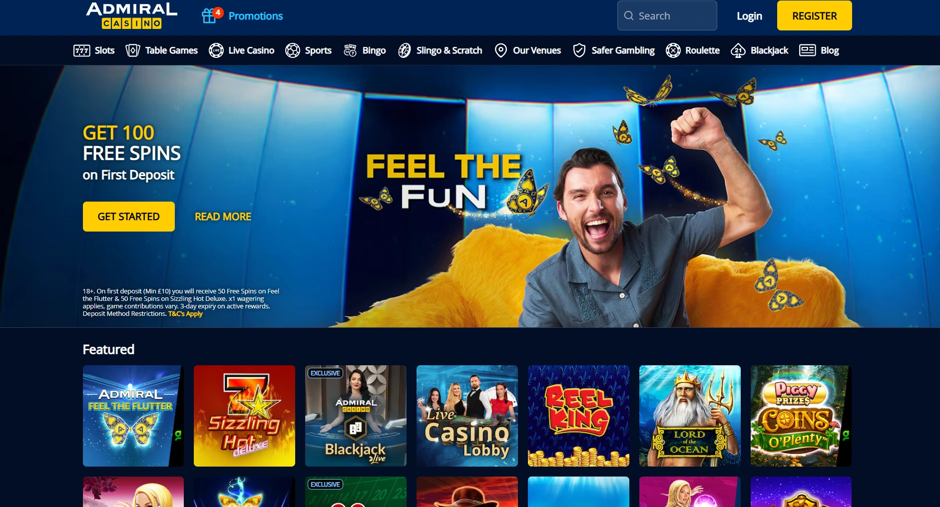 Admiral Casino homepage screenshot supplied in the Greentube Alderney Ltd article