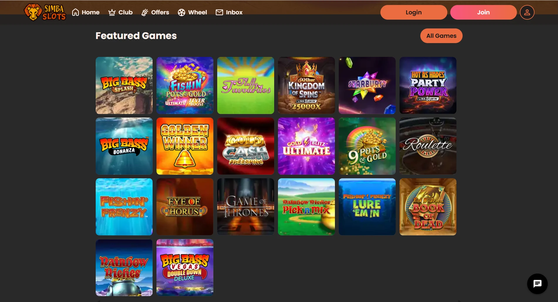Simba Slots website screenshot supplied in the operator article