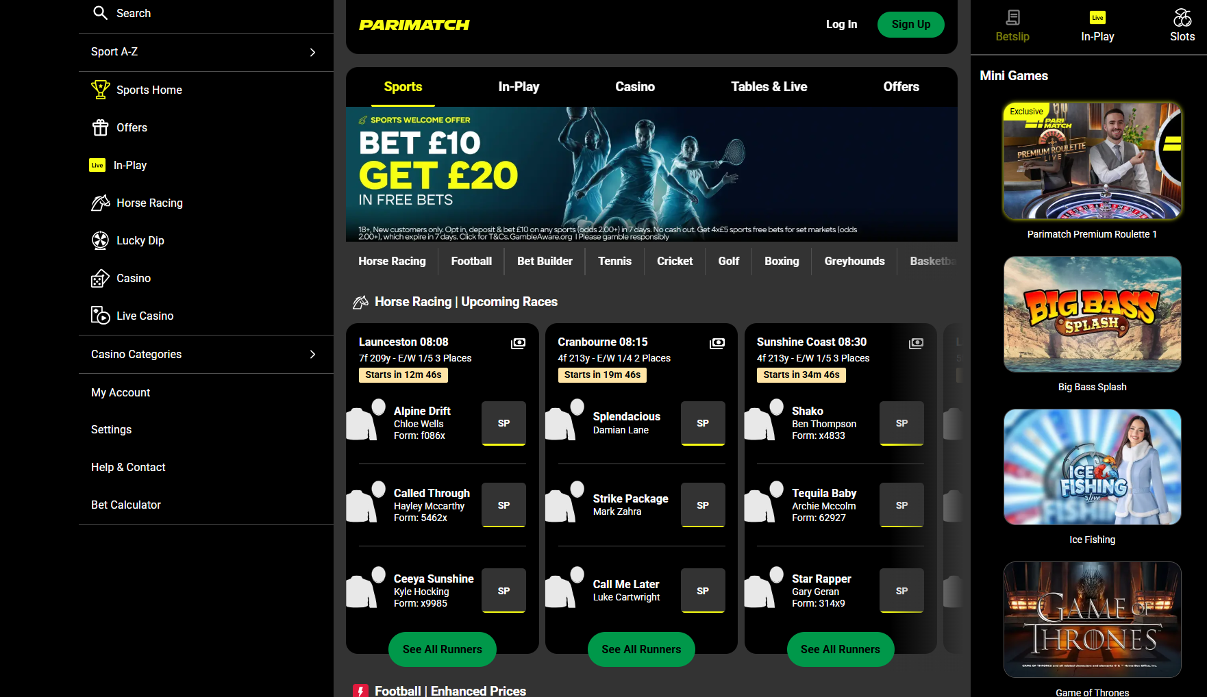 Parimatch website screenshot supplied in the operator article