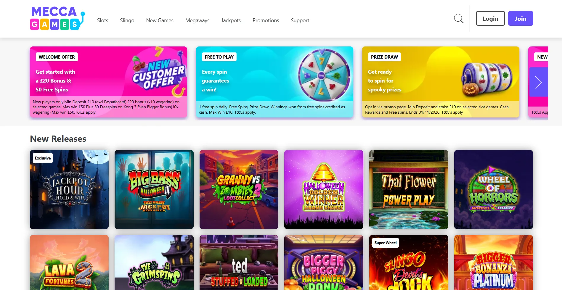 Mecca Games homepage screenshot supplied in the Rank Interactive (Gibraltar) Limited article