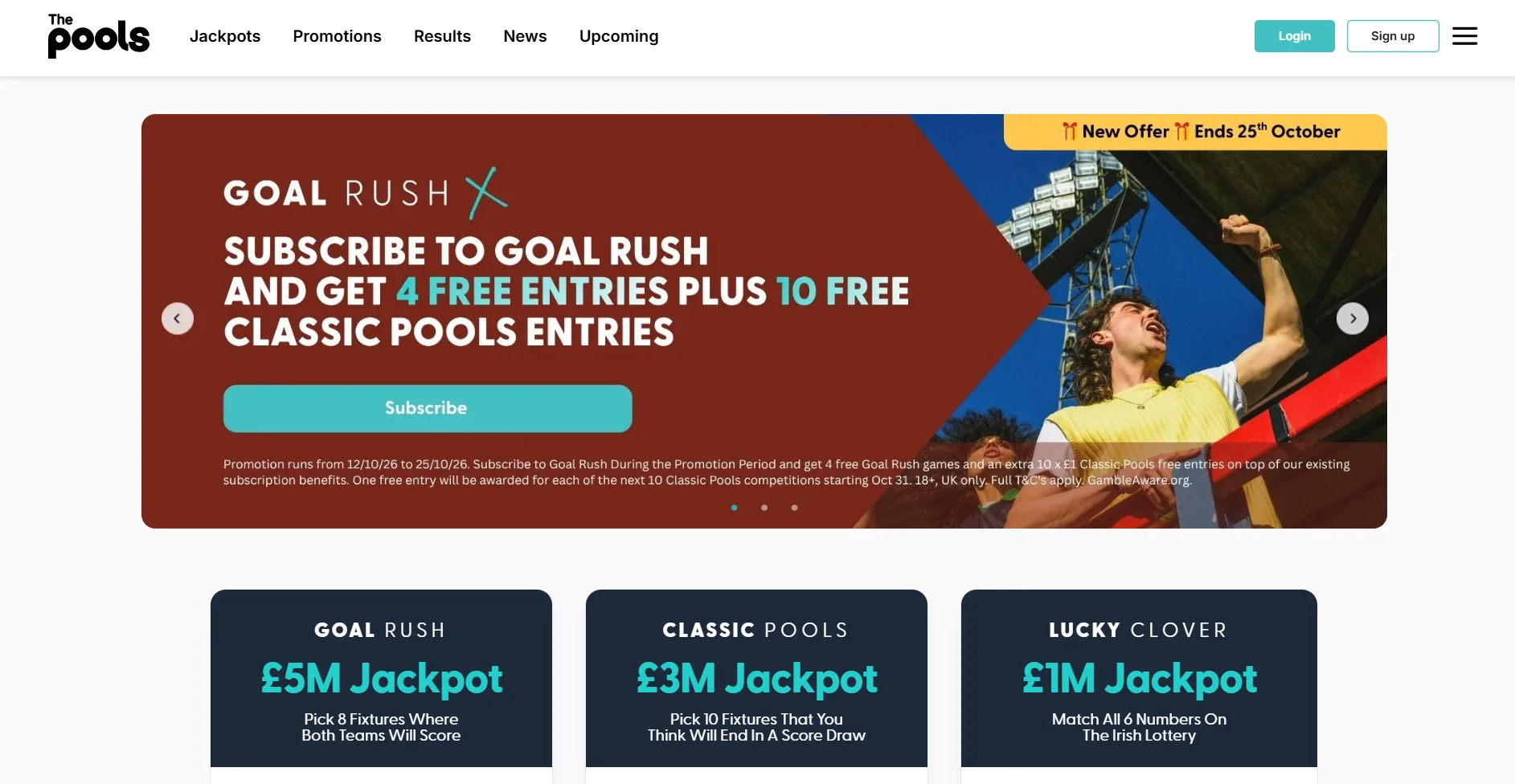 Football pools homepage screenshot supplied in the ColossusBets Limited article