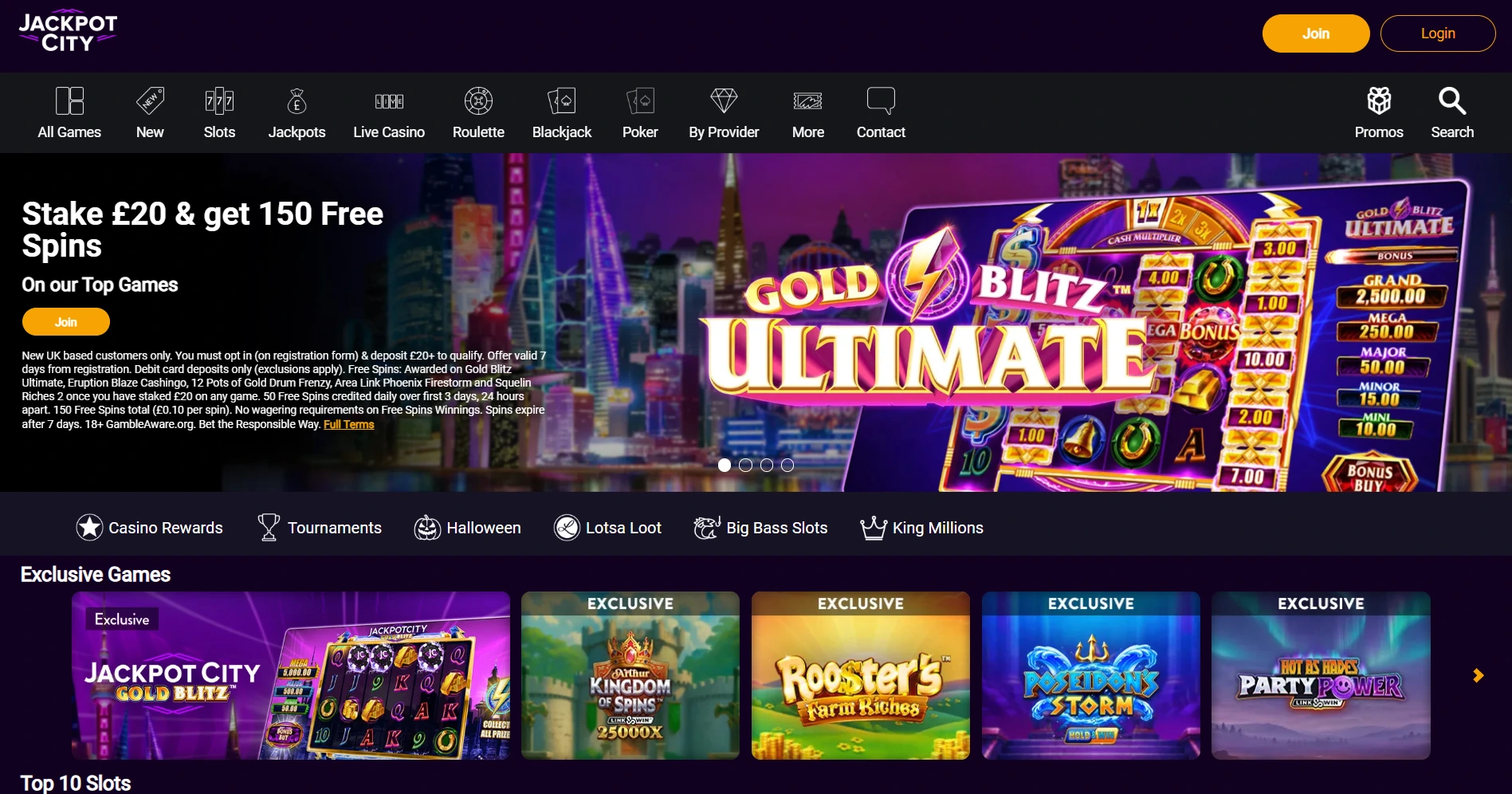 Jackpot City homepage screenshot supplied in the operator article