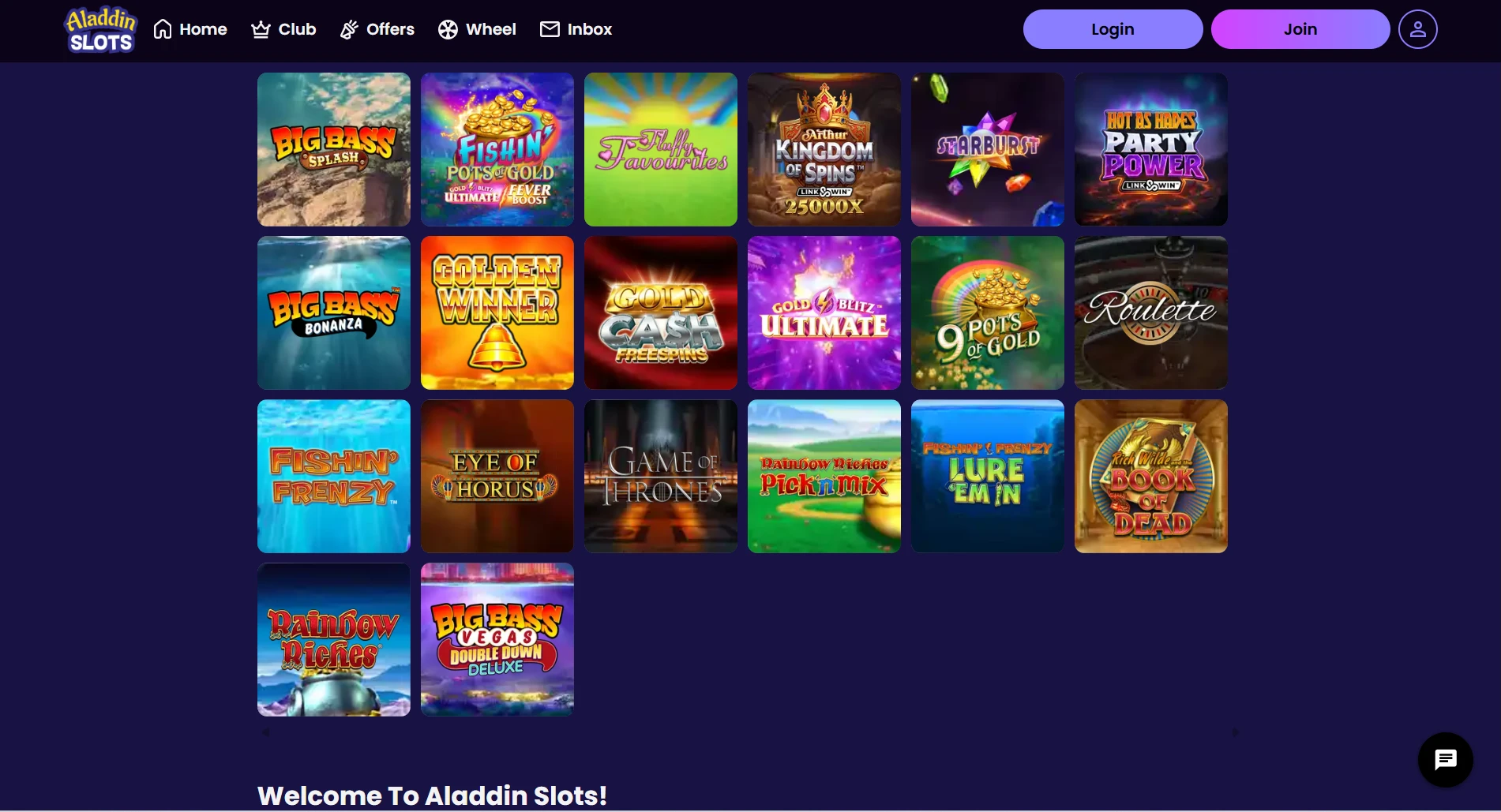 Aladdin Slots website screenshot supplied in the operator article