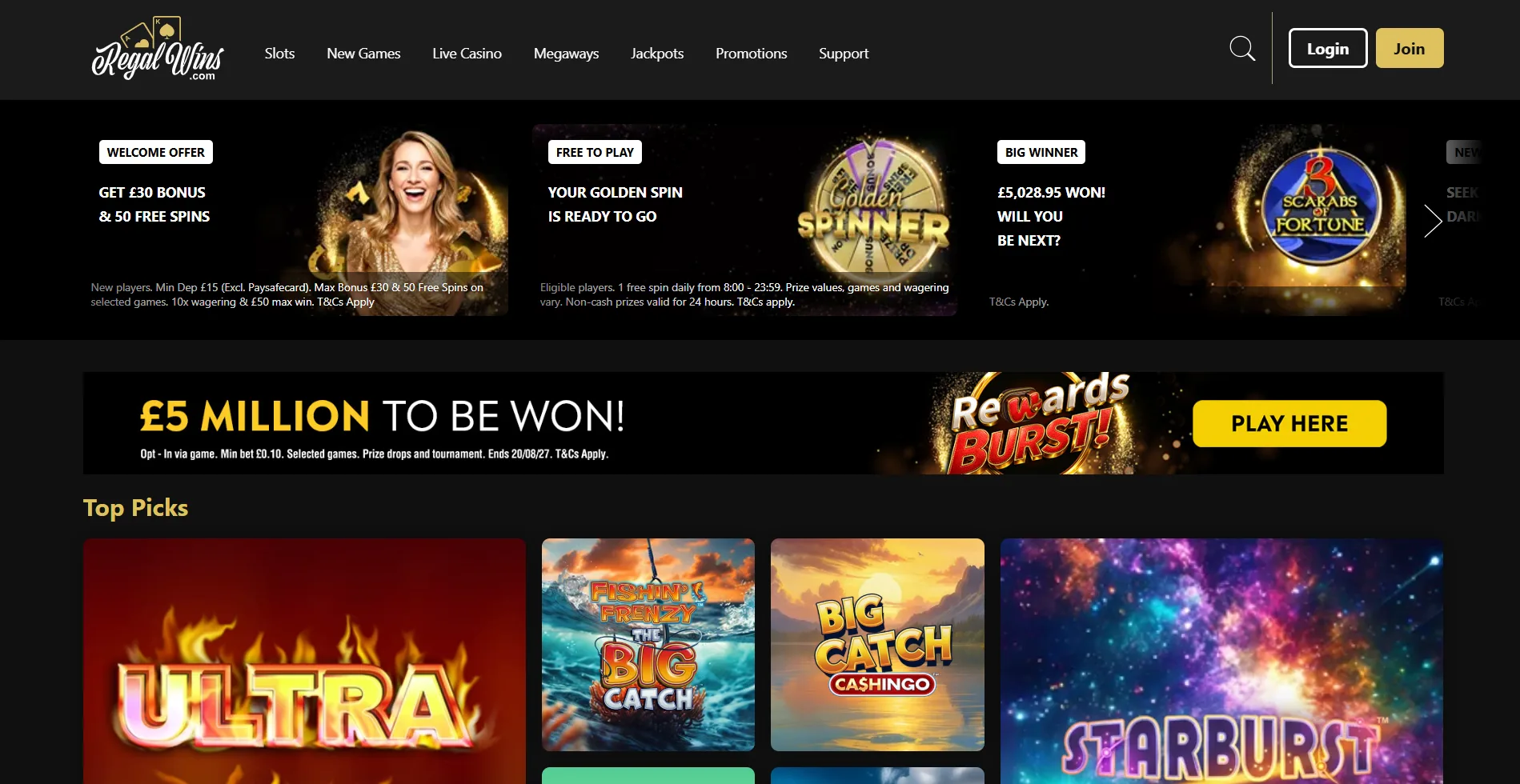 Regal Wins homepage screenshot supplied in the Rank Interactive (Gibraltar) Limited article