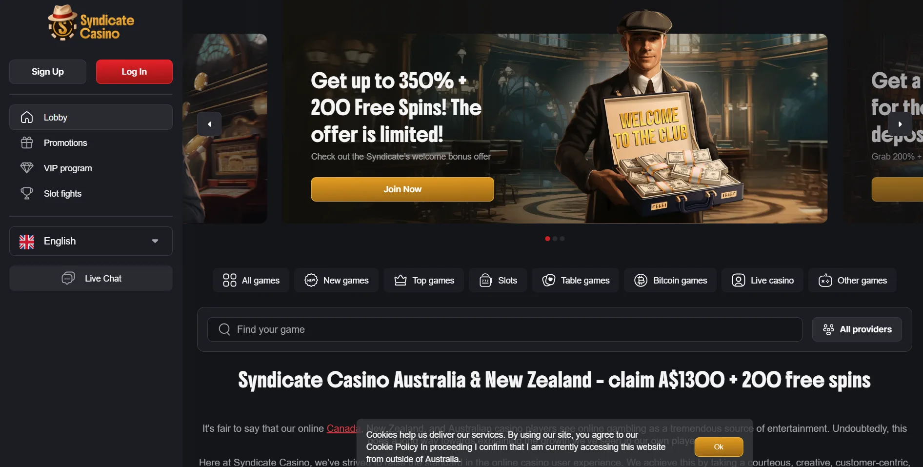 Syndicate homepage screenshot supplied in the ColossusBets Limited article