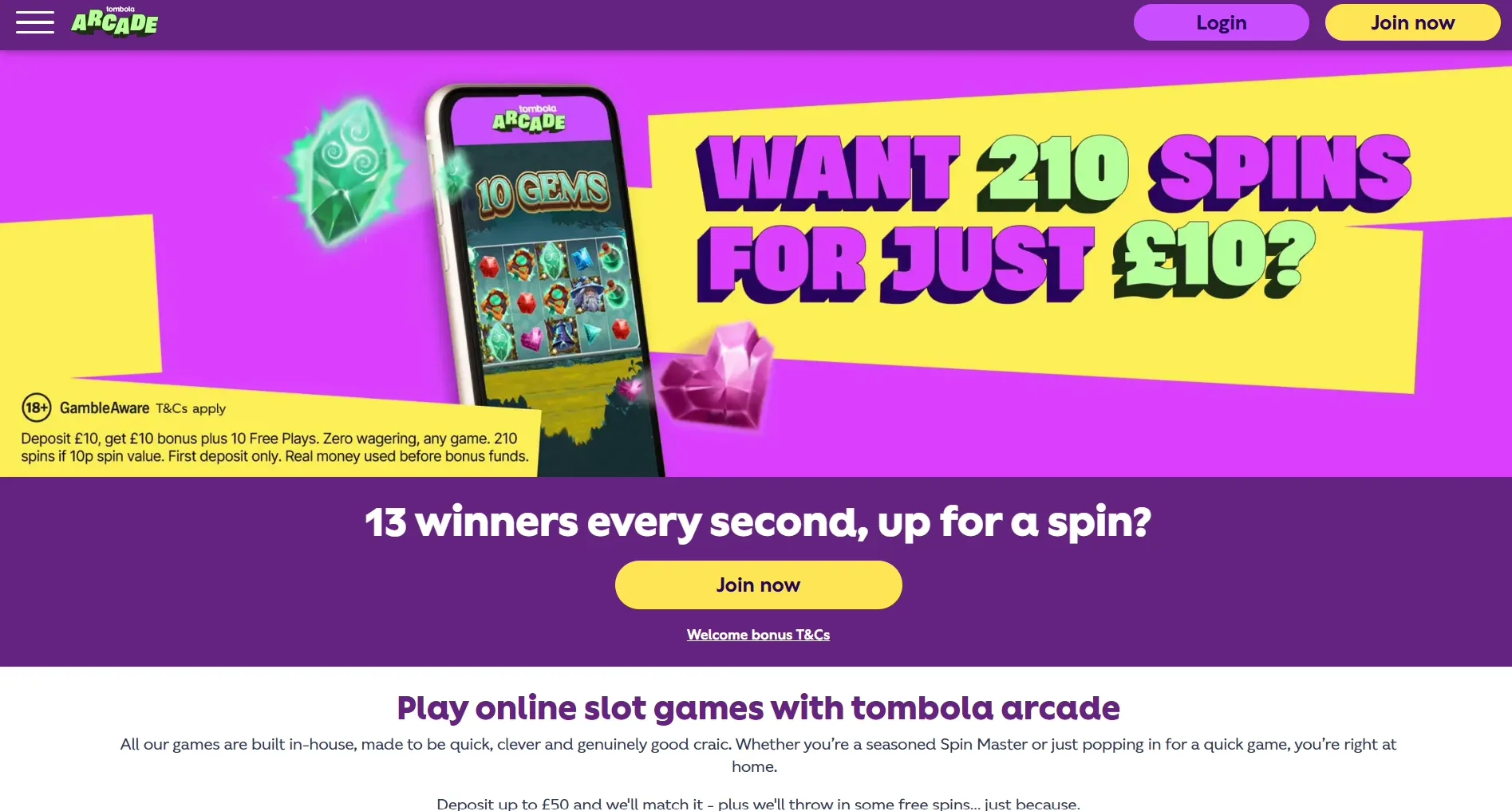 Tombola Arcade website screenshot supplied in the operator article