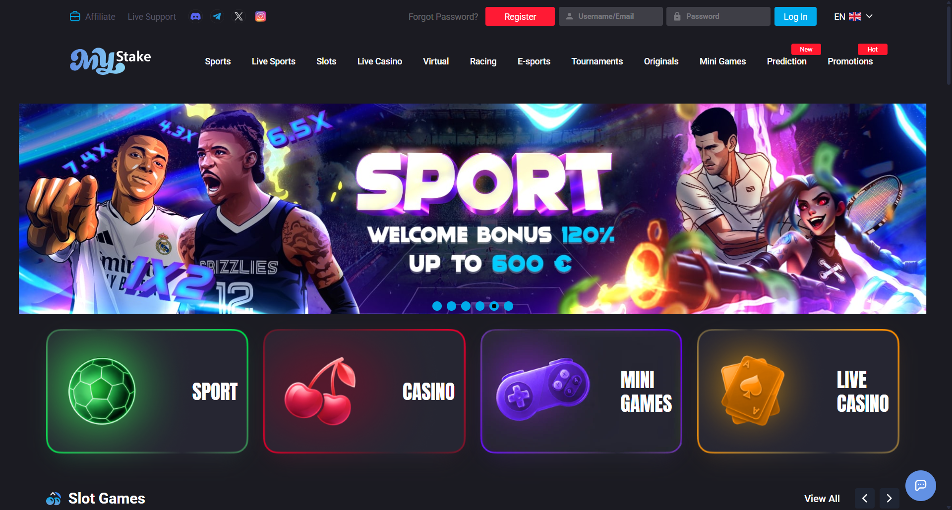 MyStake website screenshot supplied for the Velobet guide